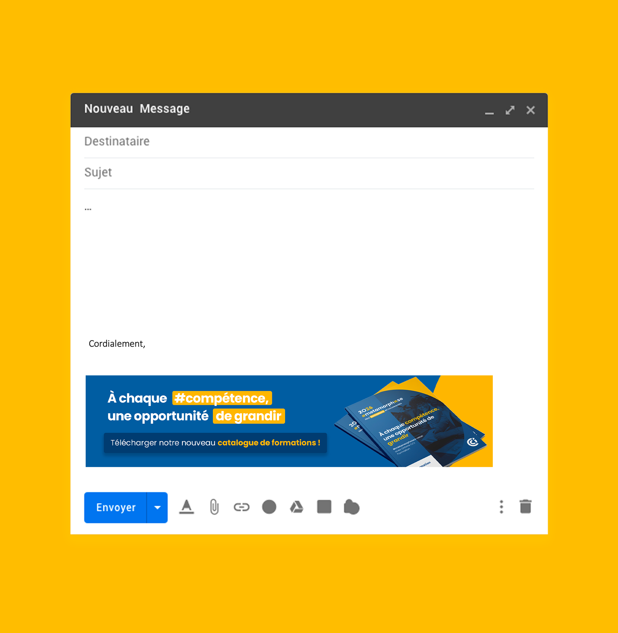 Bandeau Signature Email | Support digital | Calendrier Formations 2025 - 2026 CCI Drôme | Bonne Nouvelle, Agence de communication Drôme, Agence de communication Valence