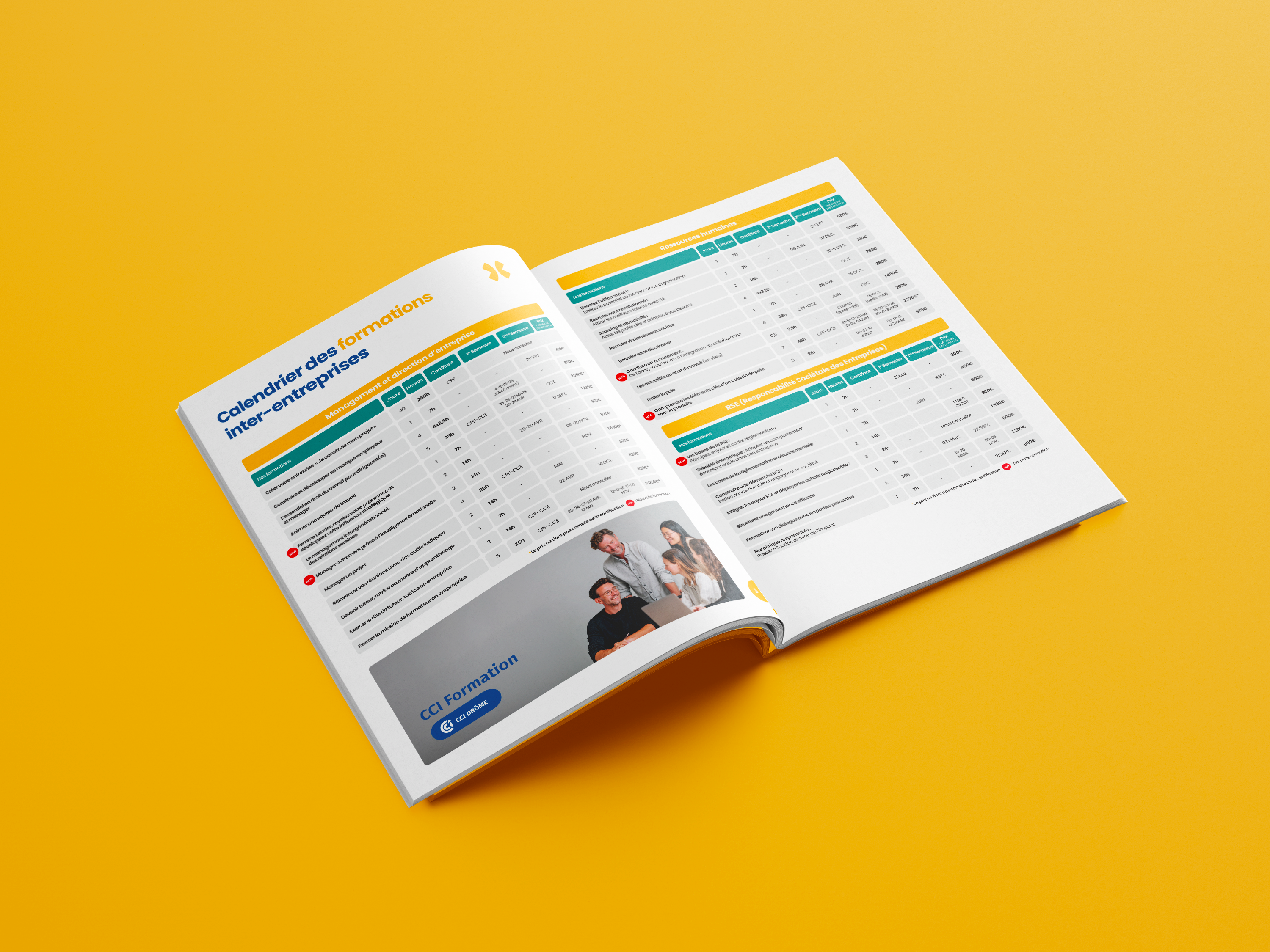 Support print | Catalogue | Calendrier Formations 2025 - 2026 CCI Drôme | Bonne Nouvelle, Agence de communication Valence