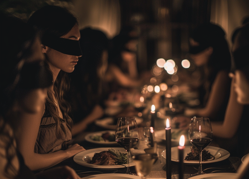 Repas dans le noir, idée originale repas de fin d'année entreprise | Bonne Nouvelle, agence événementielle Valence