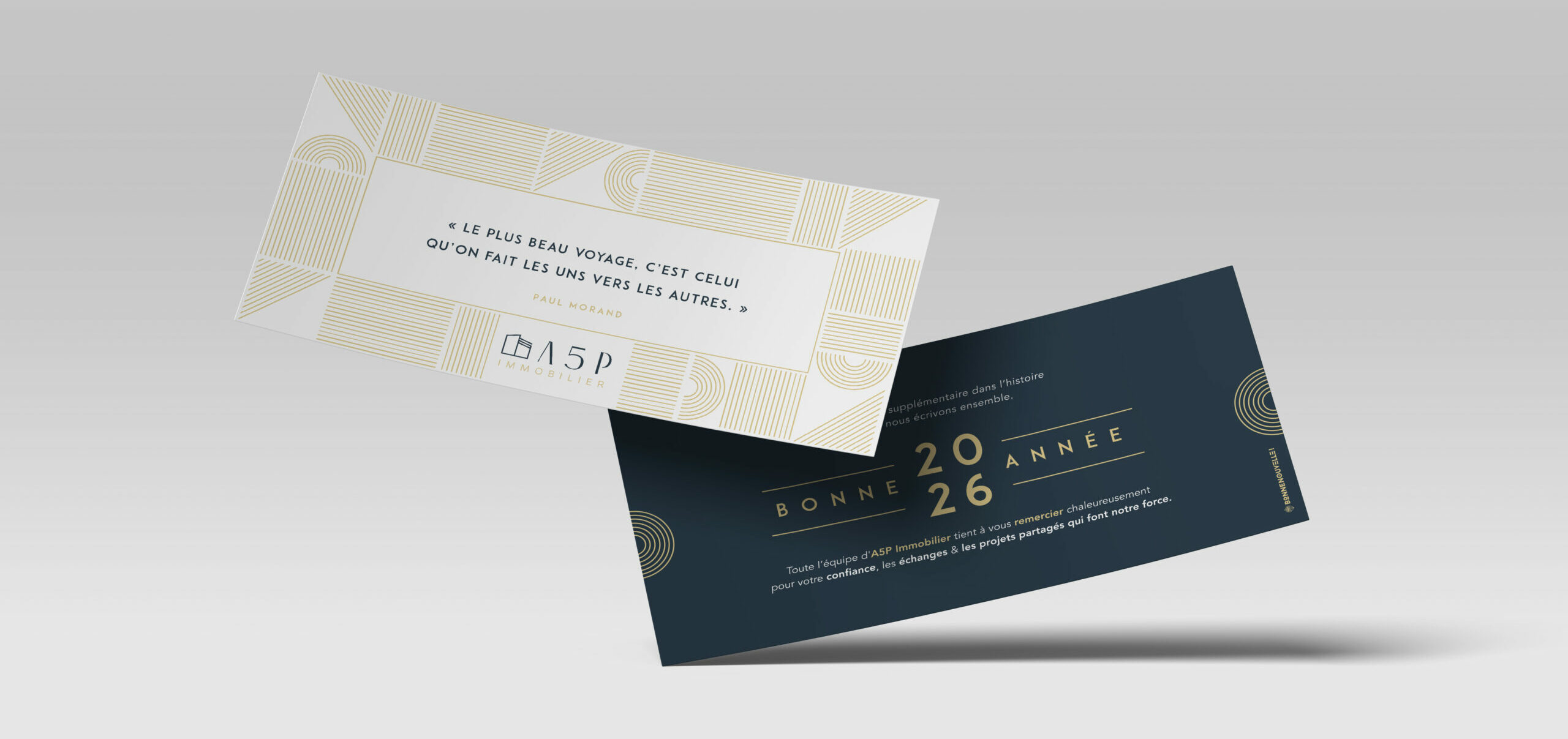 A5P Immobilier | Carte de voeux, support print | Bonne Nouvelle, Agence communication, Valence