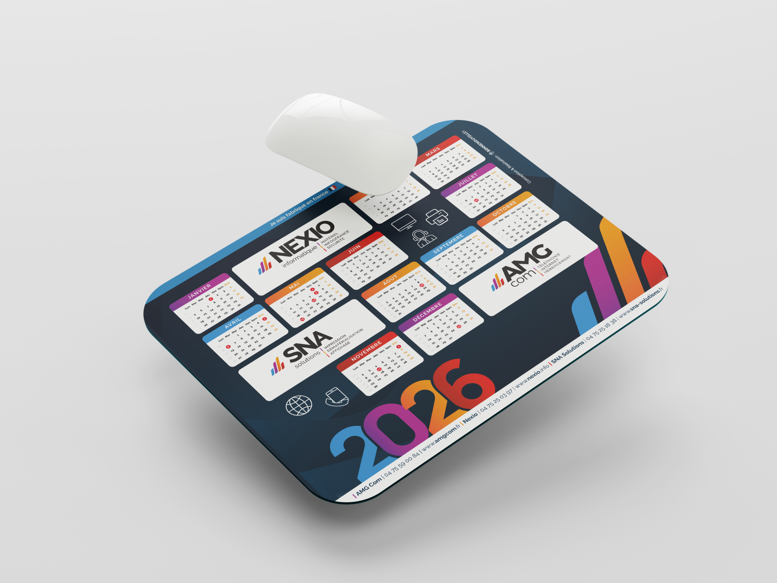 AMG Com, tapis de souris, support print | Agence de communication BONNE NOUVELLE, Valence, Drôme
