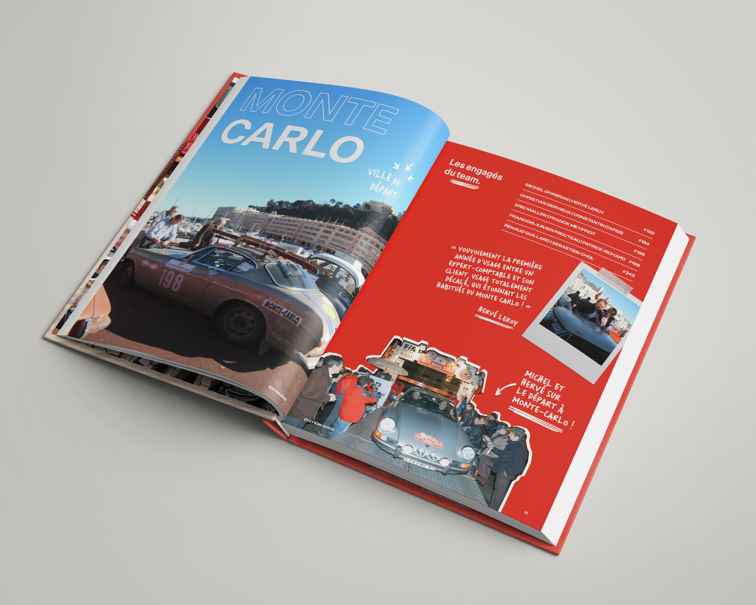 Team des Chefs : print malin, support print : livre photos de 500 pages pour les 20ans de la Team des Chefs au Rallye Monte Carlo historique | Agenc de communication Bonne Nouvelle, Valence, Drôme
