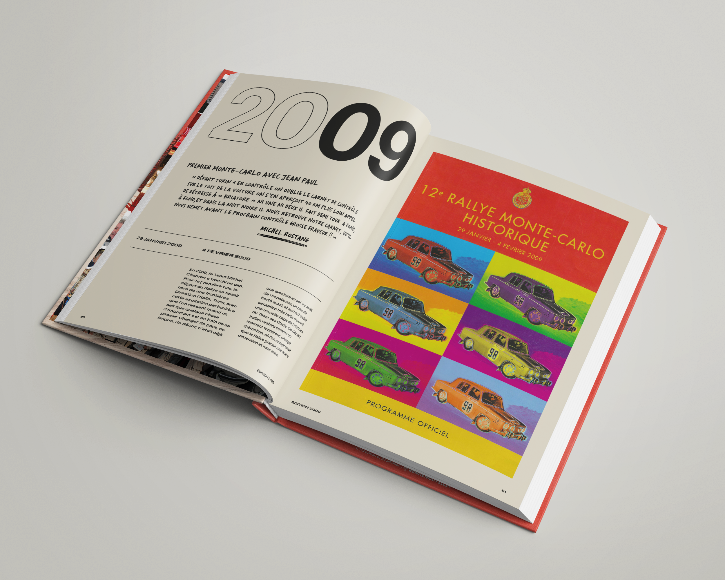 Team des chefs : print malin, support print : Livre photos de 500 pages pour les 20ans de la Team des Chefs au Rallye Monte Carlo historique | Agence de communication Bonne Nouvelle, Valence, Drôme