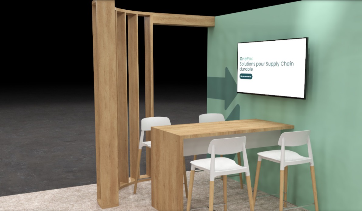 OnePac : Events Éveillés : perspective 3D du stand salon SITL | Agence de communication Bonne Nouvelle, Valence, Drôme